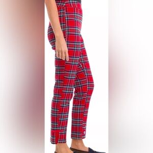 NWOT CROWN & IVY PINK/RED TARTAN PRINT PANTS Sz. 18W ANKLE SLIT WITH BOW DETAIL